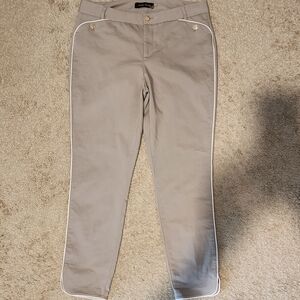 Ivanka Trump Taupe Straight Leg Jeans with White Trim